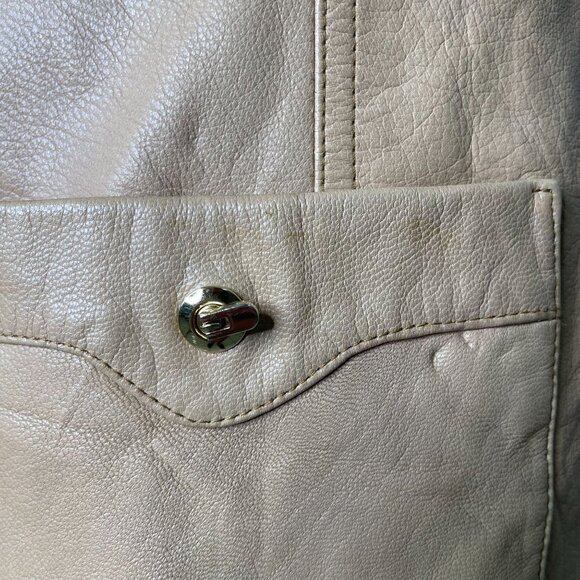 ST. John Sport by Marie Gray Women's Cream Tan 100% Leather Jacket Size Large - Picture 8 of 13